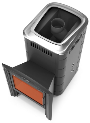 Печь для бани ПБ Тунгуска 2017 Inox Витра ТО антрацит