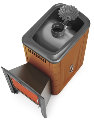 Печь для бани ПБ Ангара 2012 Inox Витра ЗК ТО терракота